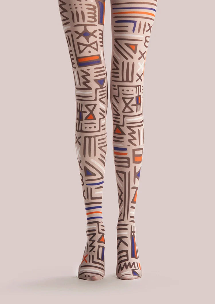 Viken Plan Archaic Symbol Retro Art Tights Hosiery Pantyhose