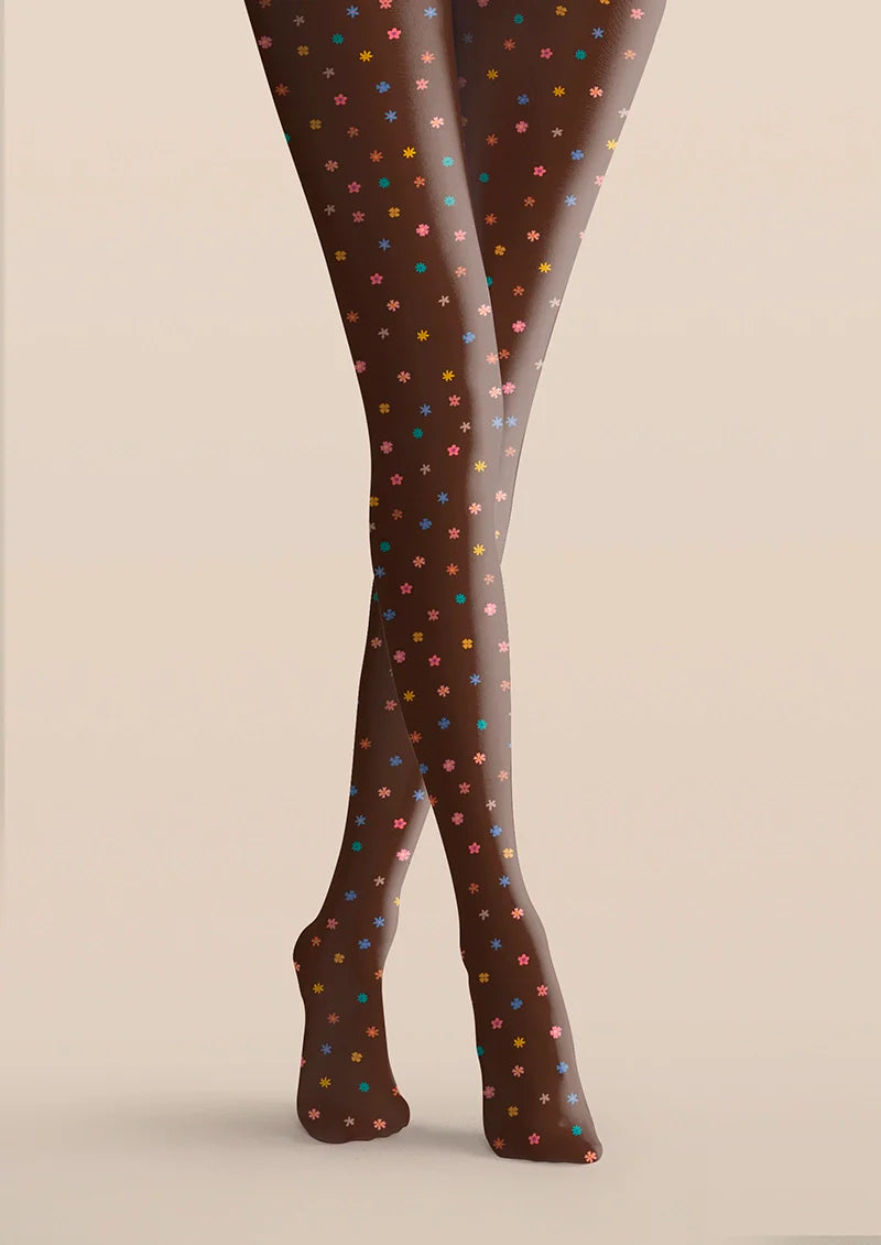 Viken Plan Brownish Dainty florals Tights Hosiery Pantyhose