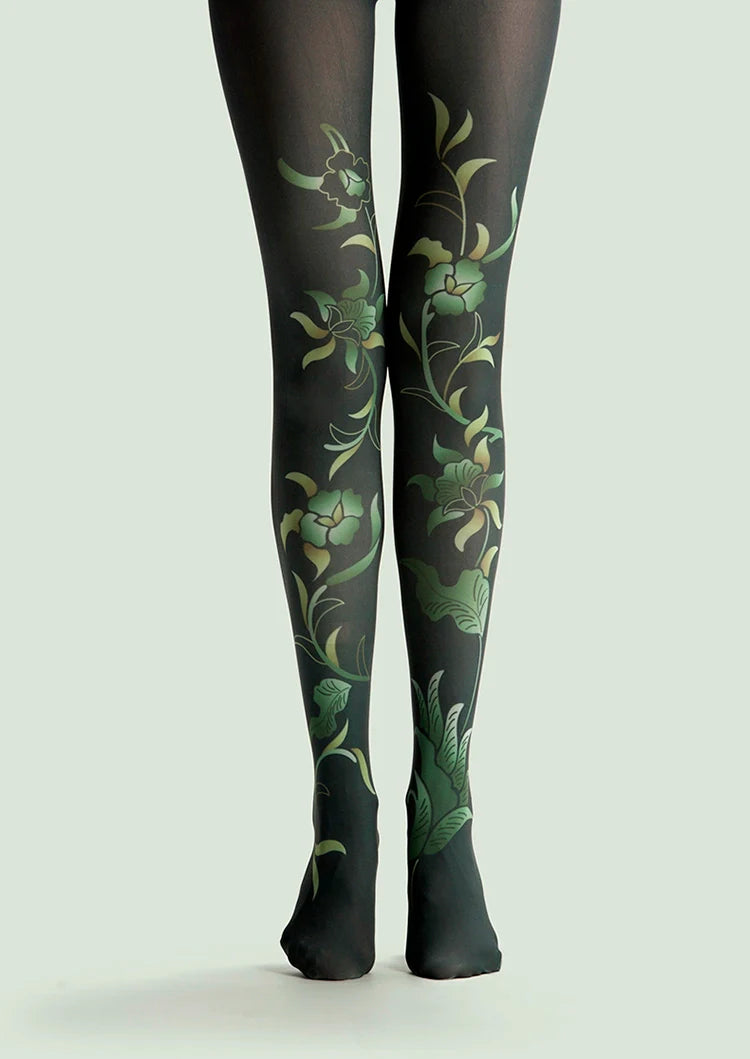 Viken Plan Forest Print Tights Hosiery Pantyhose