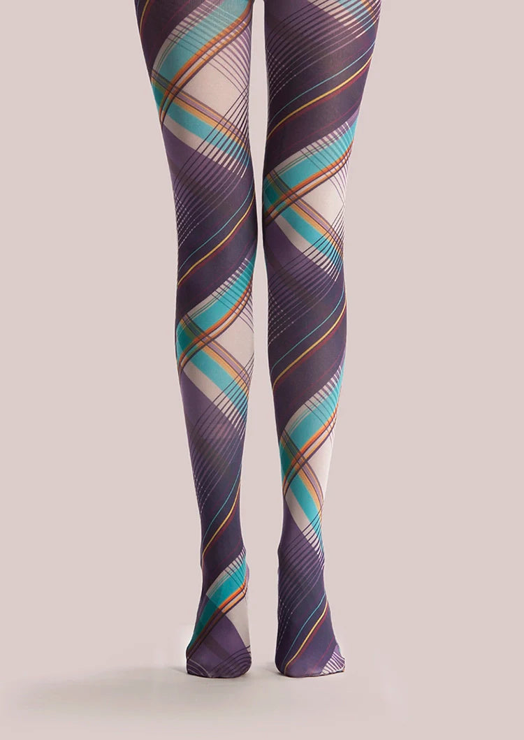 Viken Plan Art Print Tights Retro Pantyhose/Tights [Realize check]