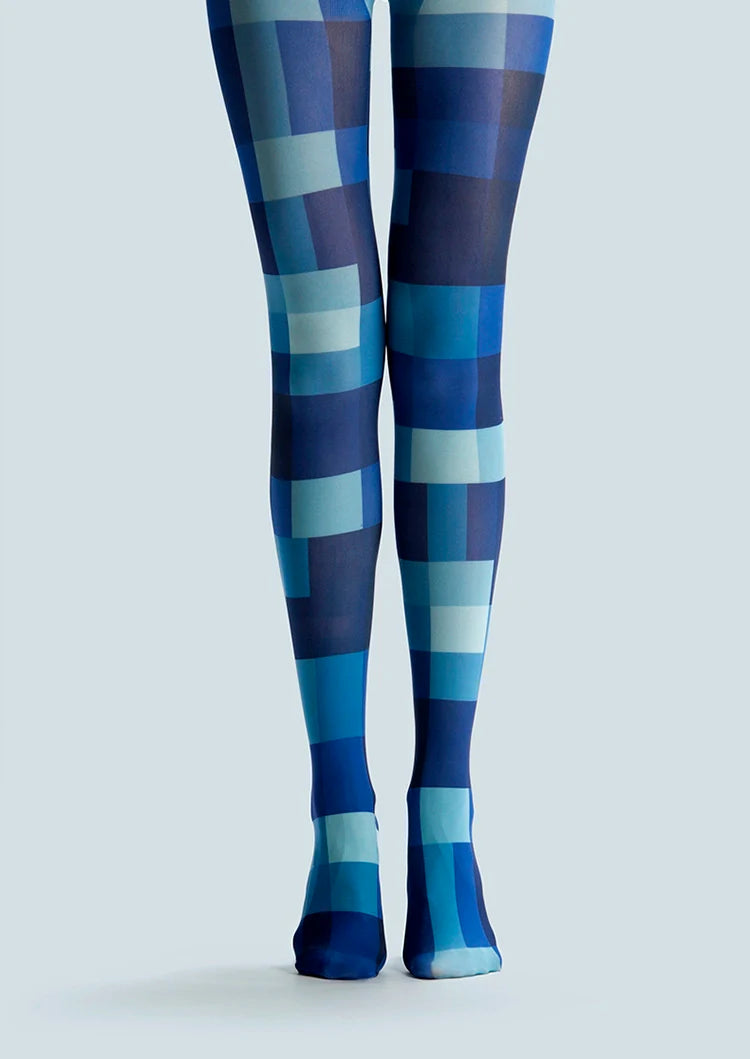 Viken Plan Blue Square Tights Hosiery Pantyhose