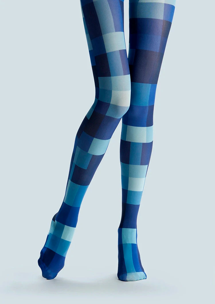 Viken Plan Blue Square Tights Hosiery Pantyhose