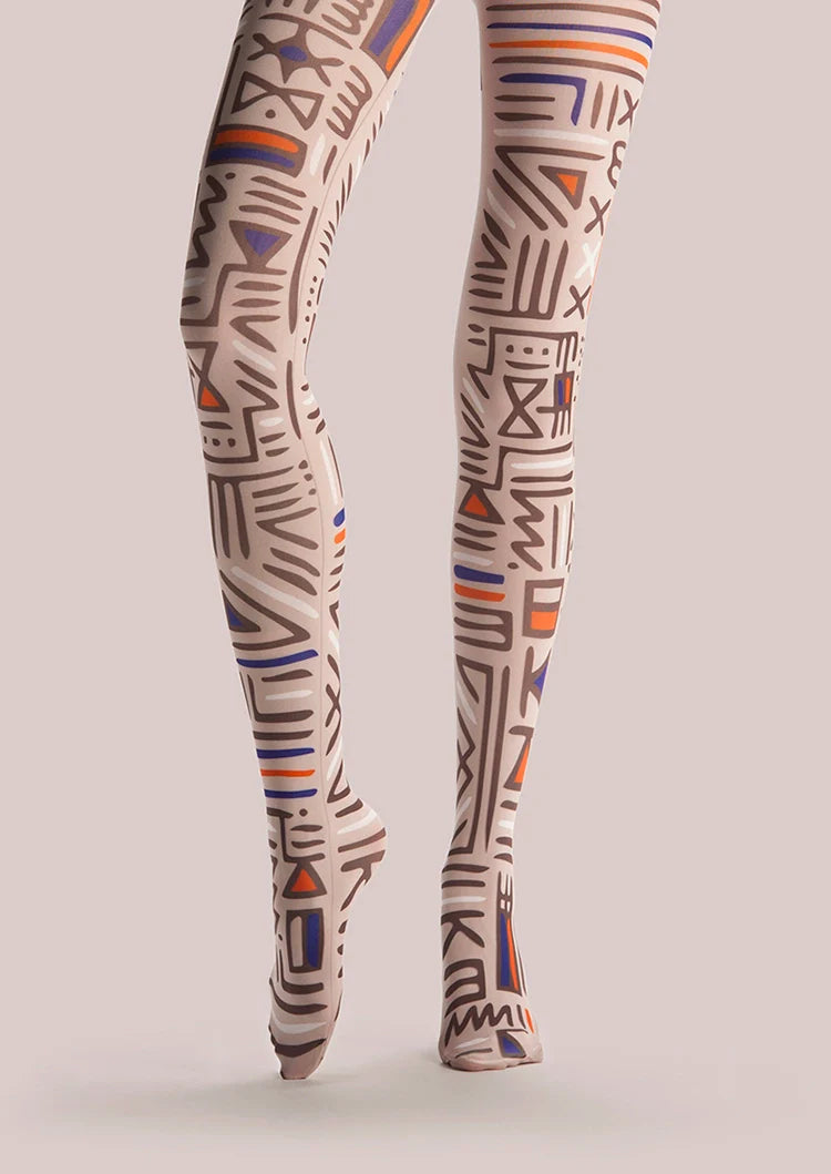 Viken Plan Archaic Symbol Retro Art Tights Hosiery Pantyhose
