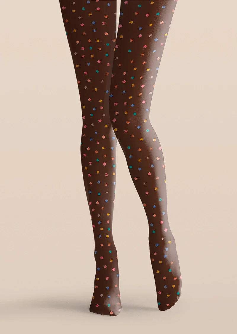 Viken Plan Brownish Dainty florals Tights Hosiery Pantyhose