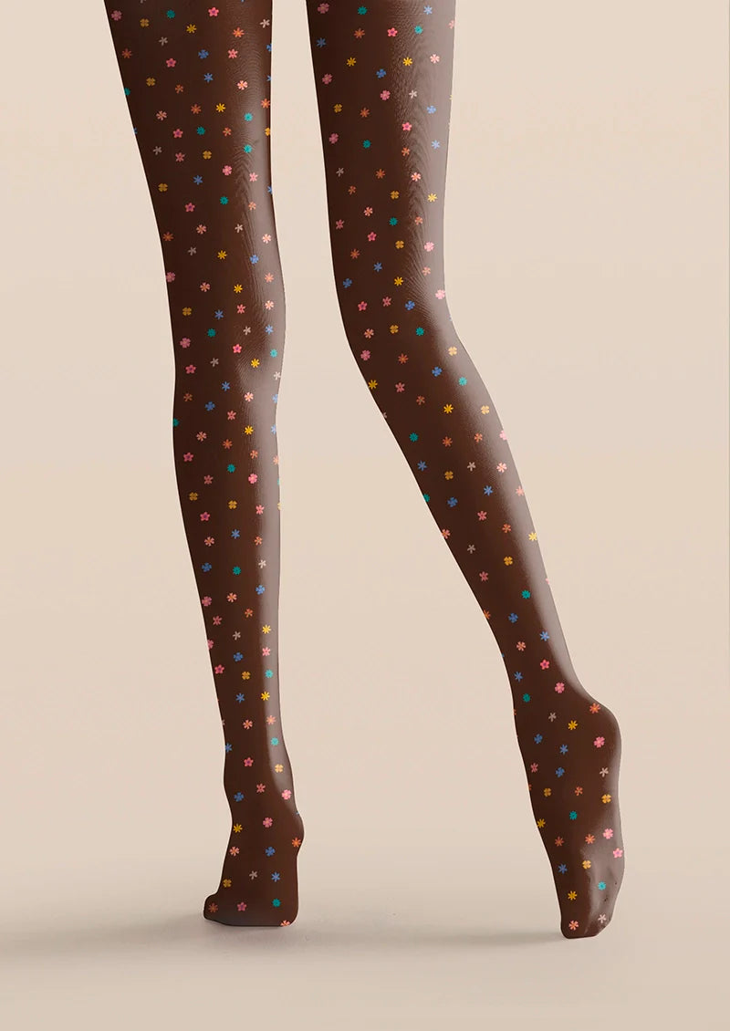 Viken Plan Brownish Dainty florals Tights Hosiery Pantyhose