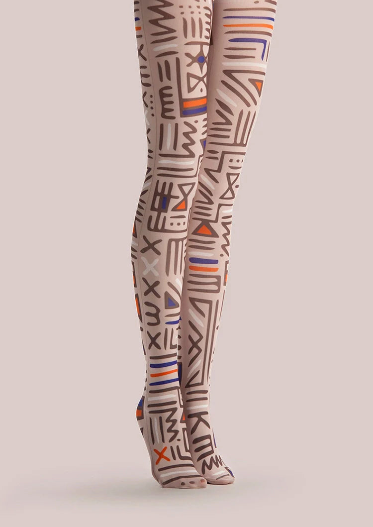 Viken Plan Archaic Symbol Retro Art Tights Hosiery Pantyhose
