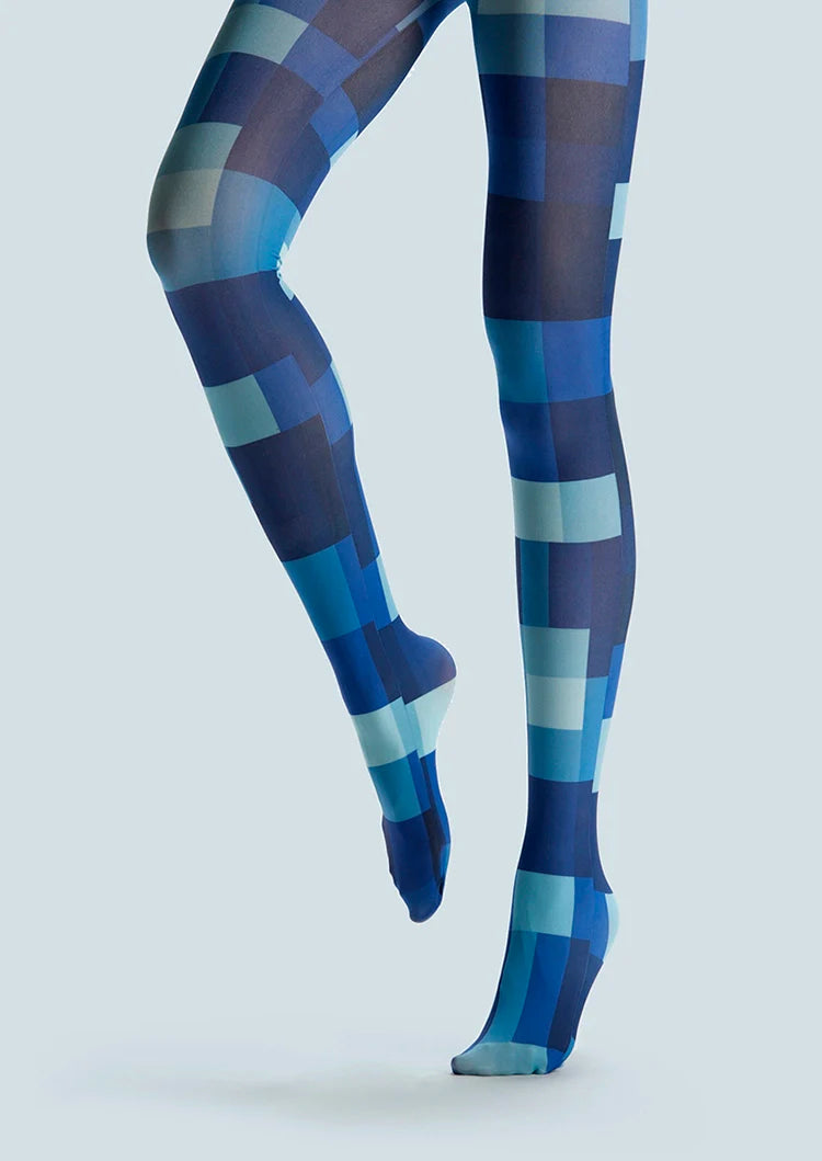 Viken Plan Blue Square Tights Hosiery Pantyhose