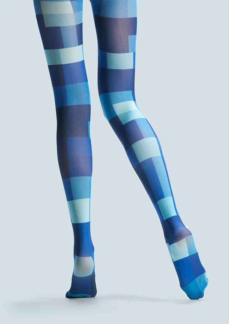 Viken Plan Blue Square Tights Hosiery Pantyhose