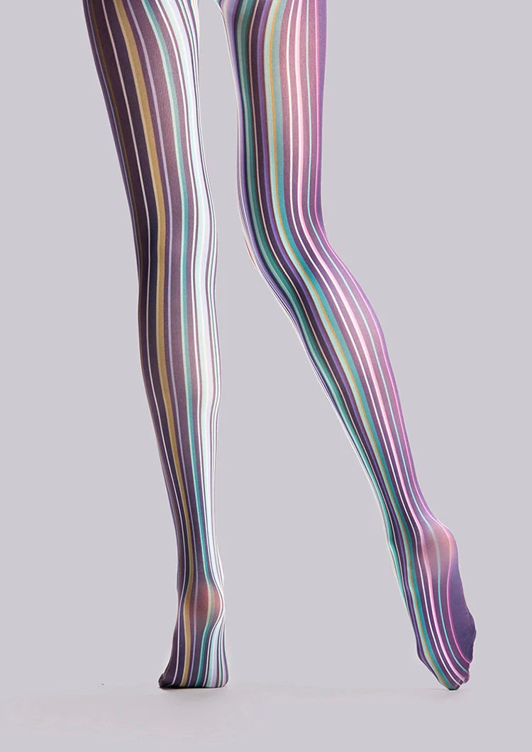 Viken Plan Art Print Tights Colored stripes Pantyhose/Tights [Colorful lines]