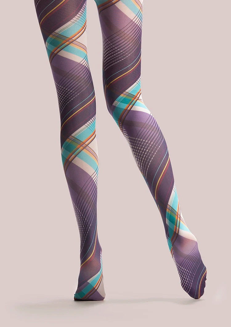 Viken Plan Art Print Tights Retro Pantyhose/Tights [Realize check]