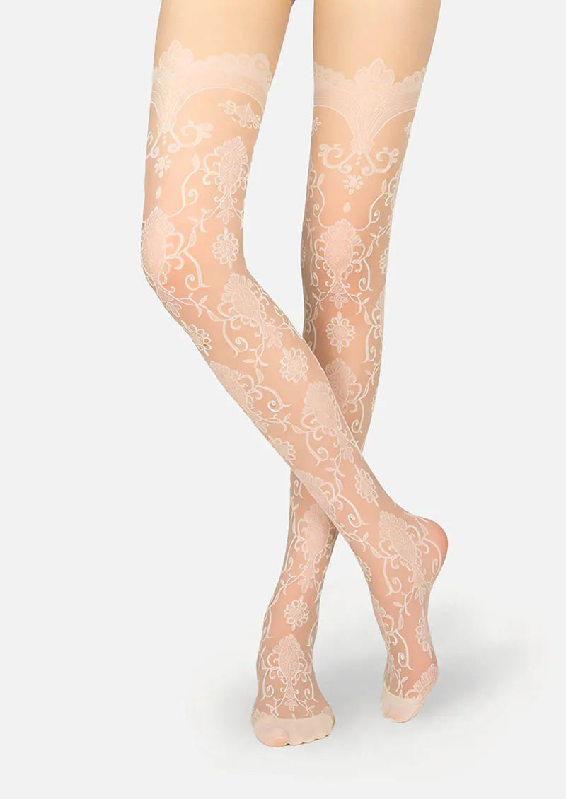 Viken Plan Baroque Jacquard Lace Tights Hosiery Pantyhose