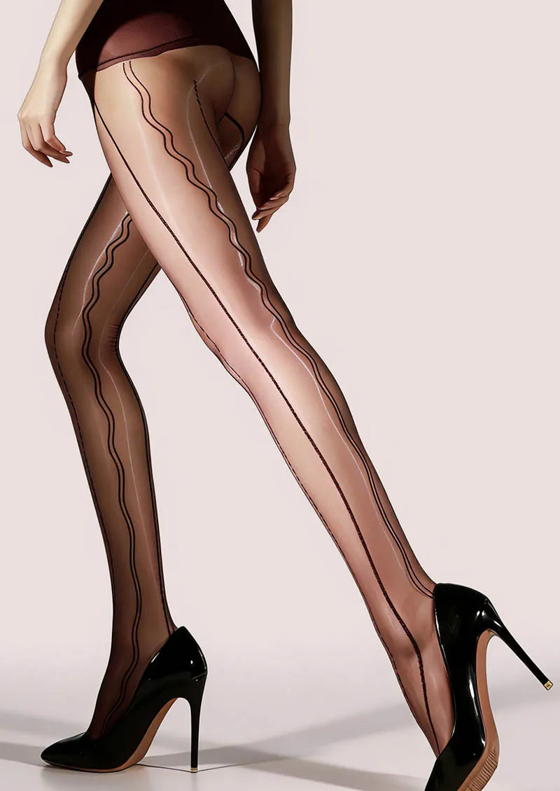 Viken Plan Radio wave lace jacquard Tights Hosiery Pantyhose