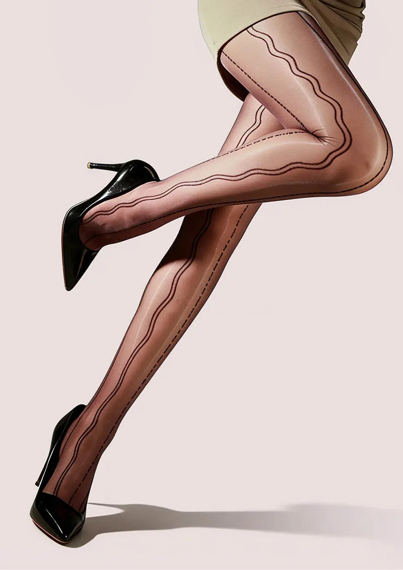Viken Plan Radio wave lace jacquard Tights Hosiery Pantyhose