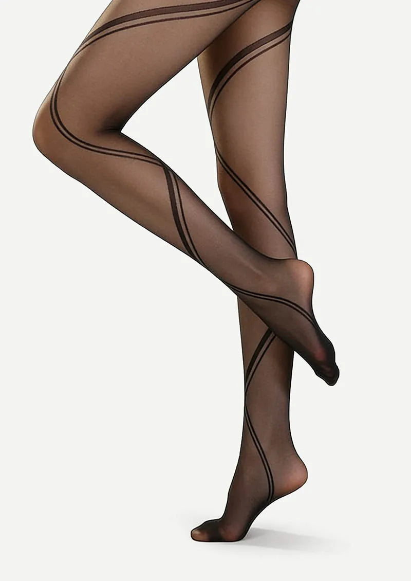 Viken Plan Black bandage stripes Tights Hosiery Pantyhose
