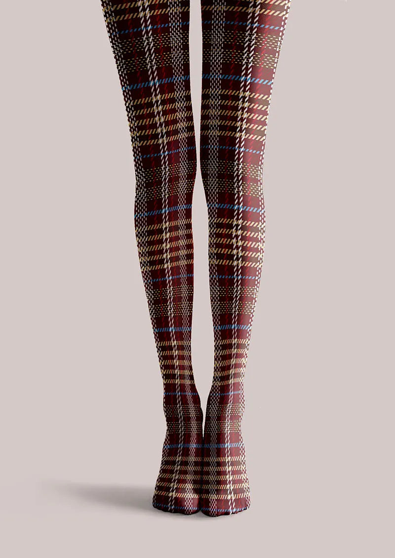 Viken Plan Geometric Art Classic Plaid Tights Hosiery Pantyhose
