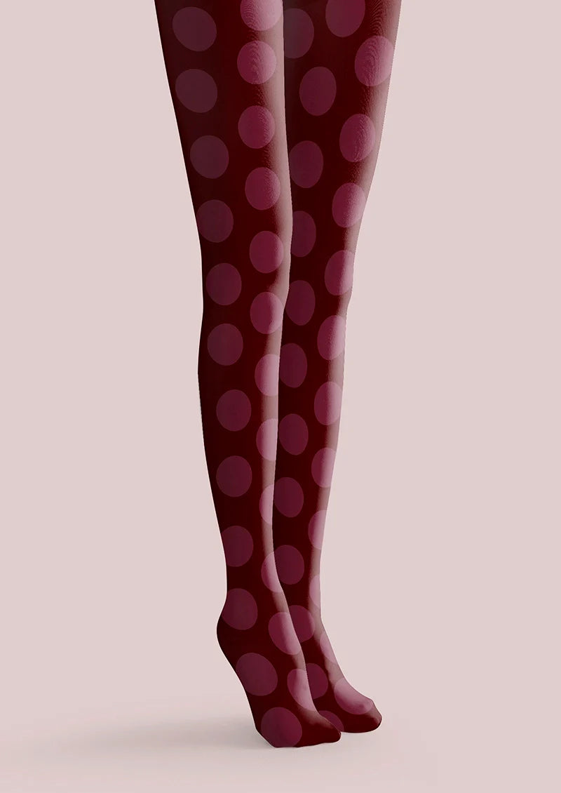 Viken Plan deep red Morandi polka dots Tights Hosiery Pantyhose