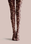 Viken Plan Brown Wave Art Tights Hosiery Pantyhose