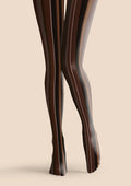 Viken Plan Dark Brown Vintage Stripes Tights Hosiery Pantyhose
