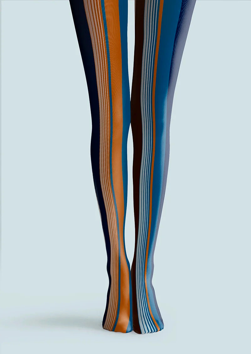 Viken Plan Blue-orange stripes Tights Hosiery Pantyhose