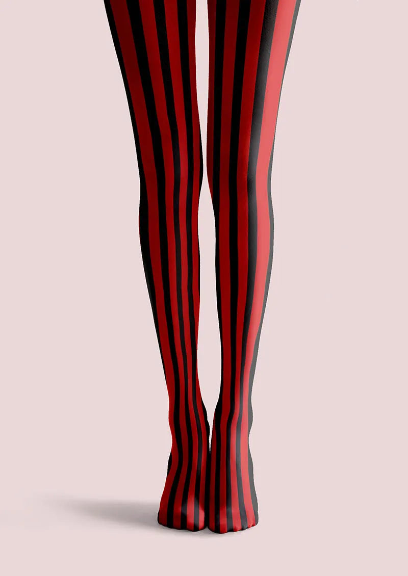Viken Plan Electric Red Stripes Tights Hosiery Pantyhose