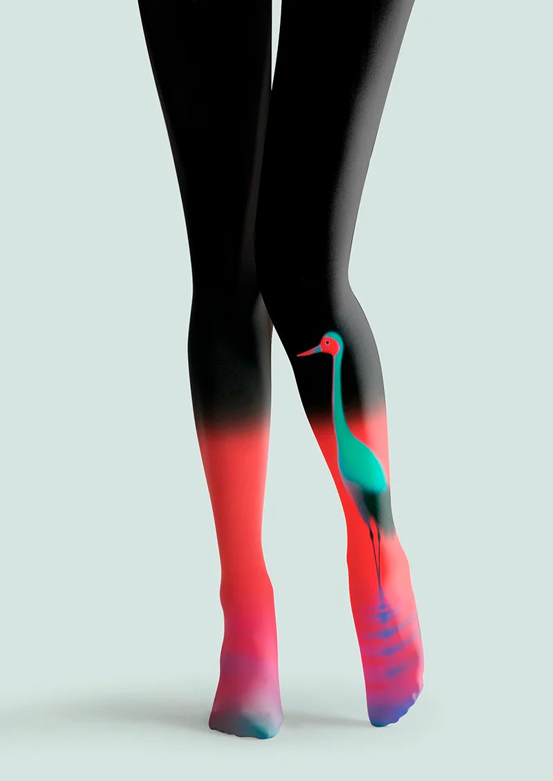 Viken Plan Iridescent Crane Trails Tights Hosiery Pantyhose