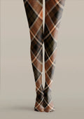 Viken Plan Brownish Gray Check Tights Hosiery Pantyhose