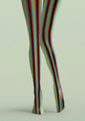 Viken Plan Green Brown Stripes College Tights Hosiery Pantyhose