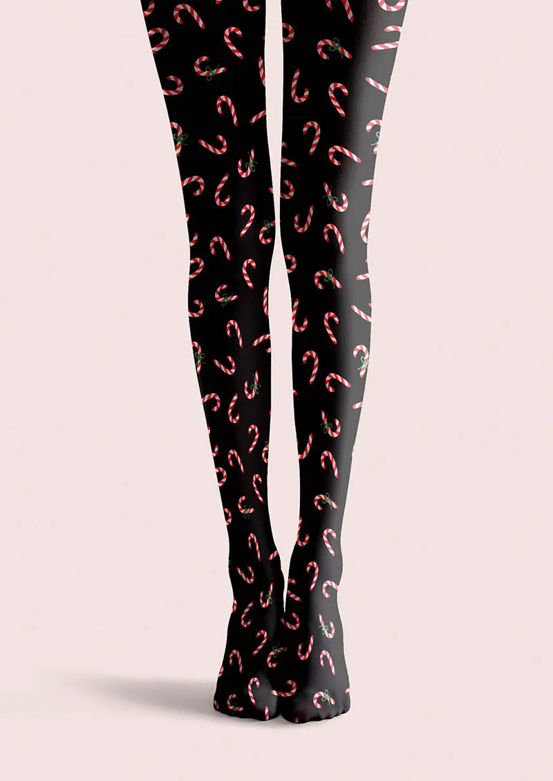 Viken Plan Candy Cane Pattern Tights Hosiery Pantyhose