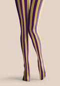 Viken Plan Mineral Yellow & Purple Stripes Tights Hosiery Pantyhose