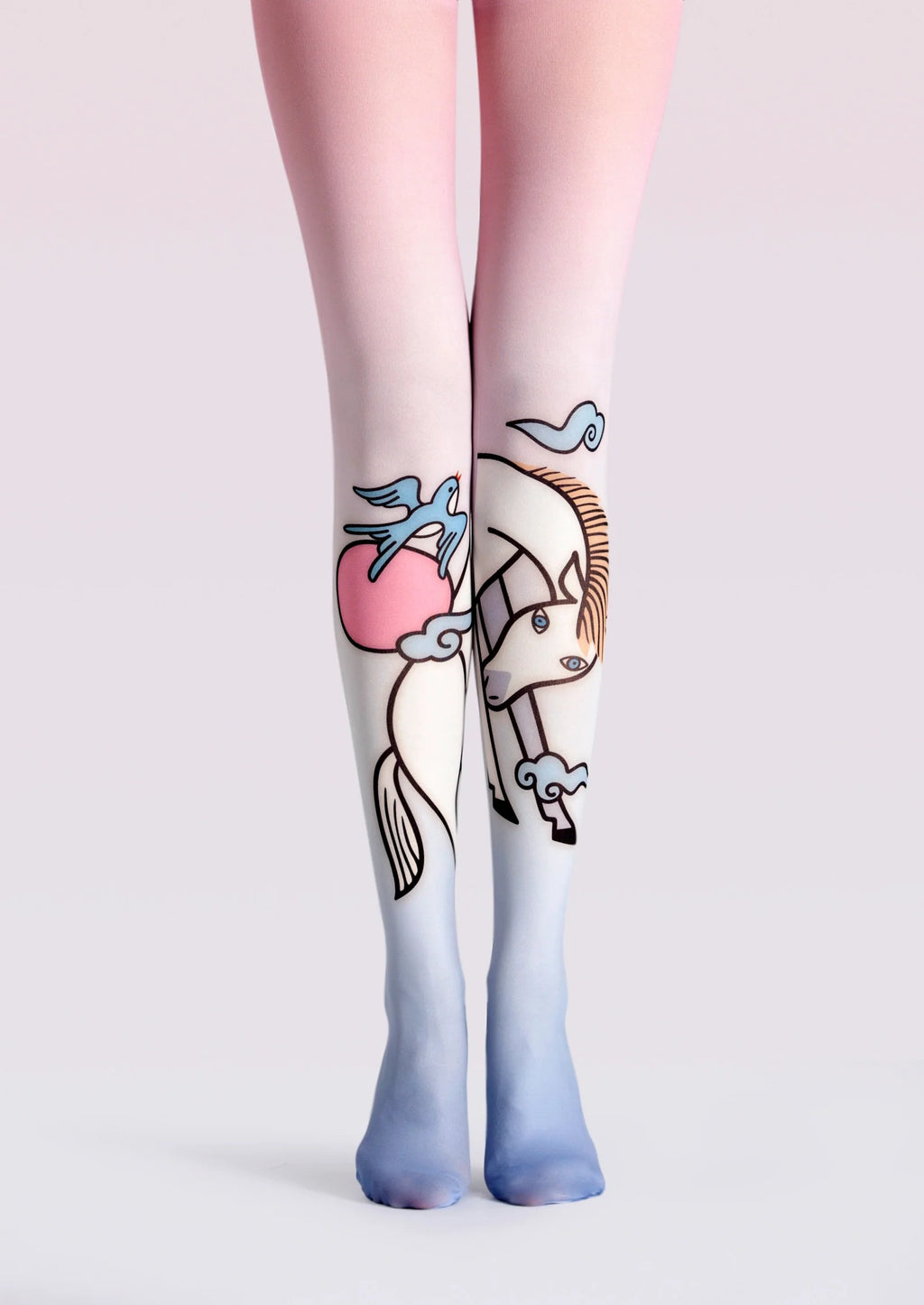 Viken Plan Fun art Print Tights Cute Pantyhose/Tights [Horse and swallow fell]