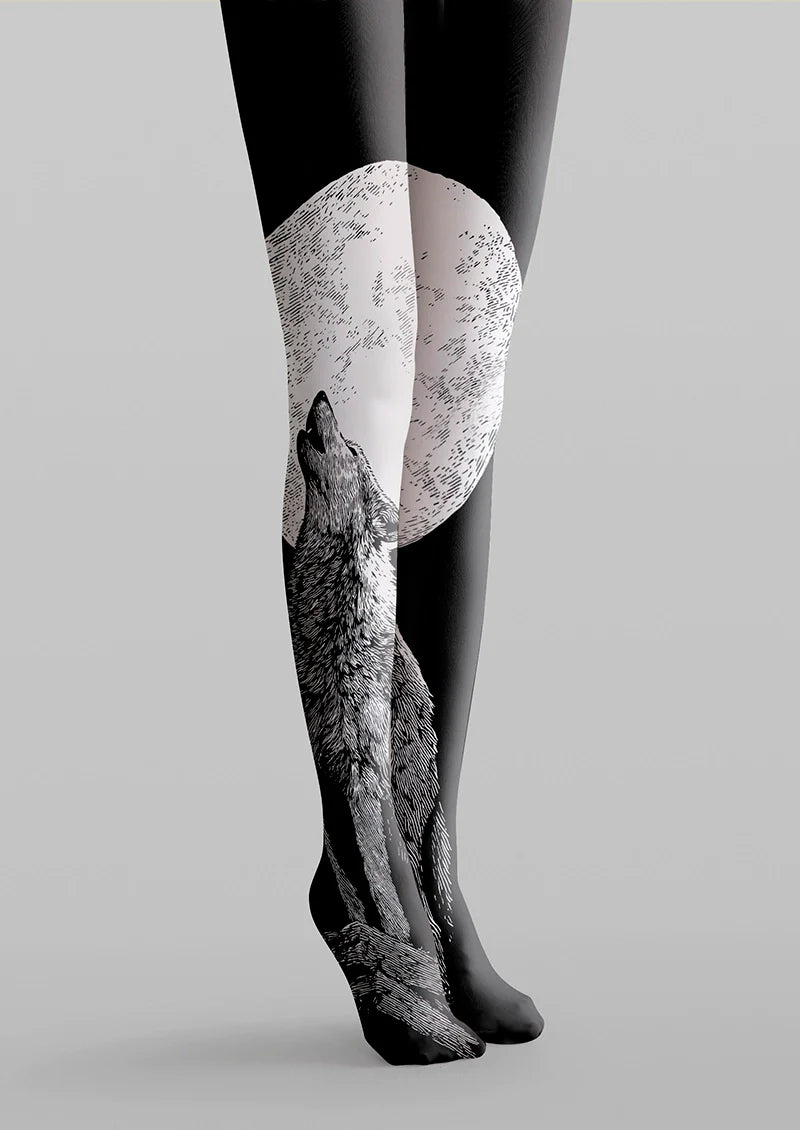 Viken Plan Wolf Line engraving Tights Hosiery Pantyhose
