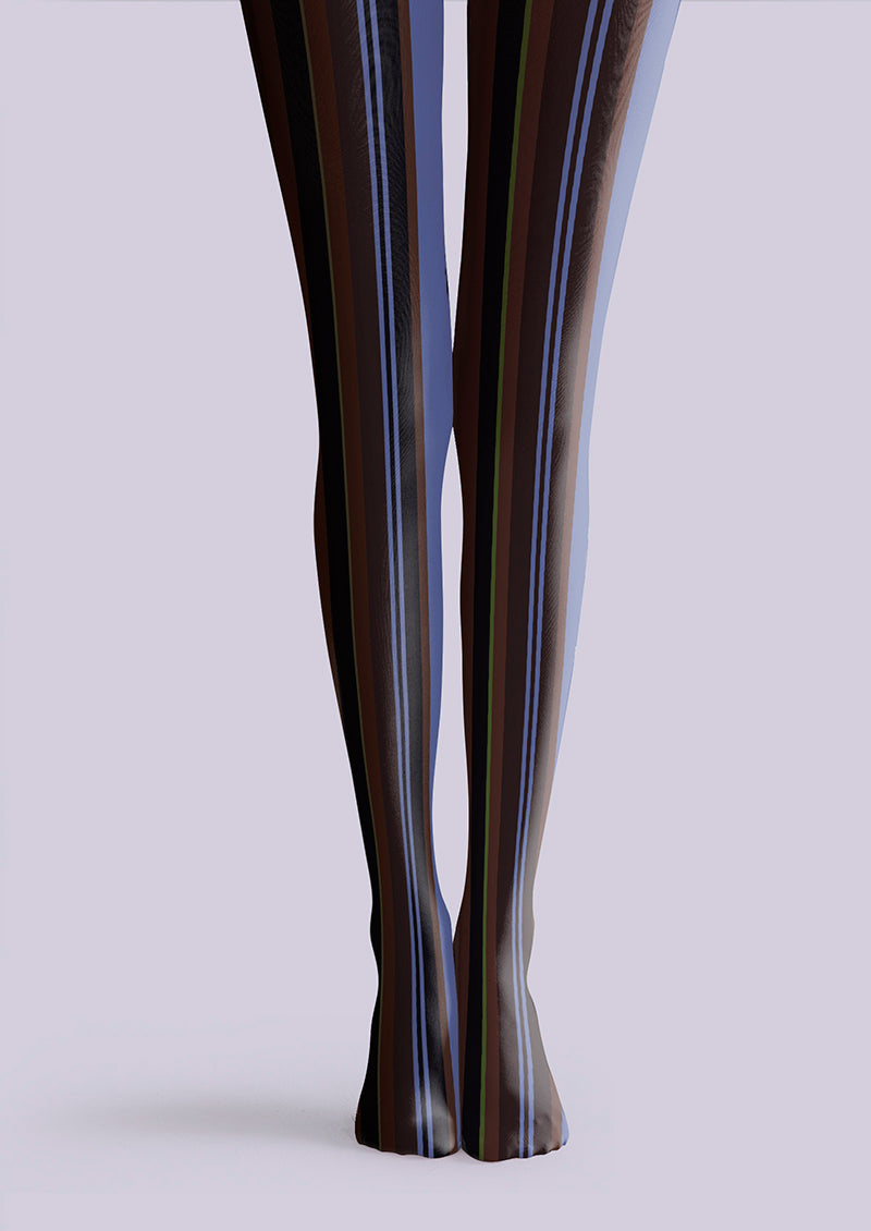 Viken Plan Dark Purple Vintage Stripes Tights Hosiery Pantyhose