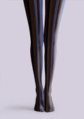Viken Plan Dark Purple Vintage Stripes Tights Hosiery Pantyhose