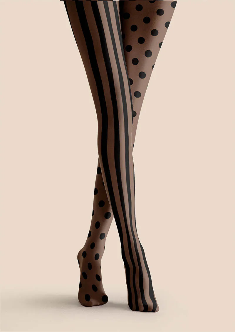 Viken Plan Latte Stripes Tights Hosiery Pantyhose