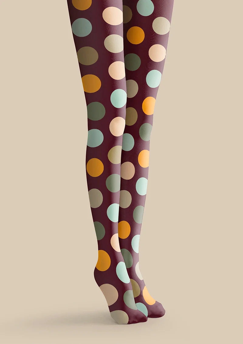 Viken Plan Brown-colorful Polka Dots Memory Tights Hosiery Pantyhose