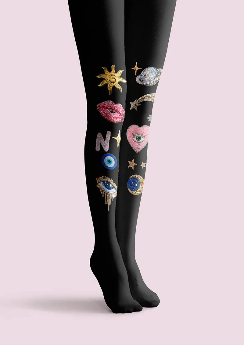 Viken Plan Fun Art  Fun Planet Tights Hosiery Pantyhose