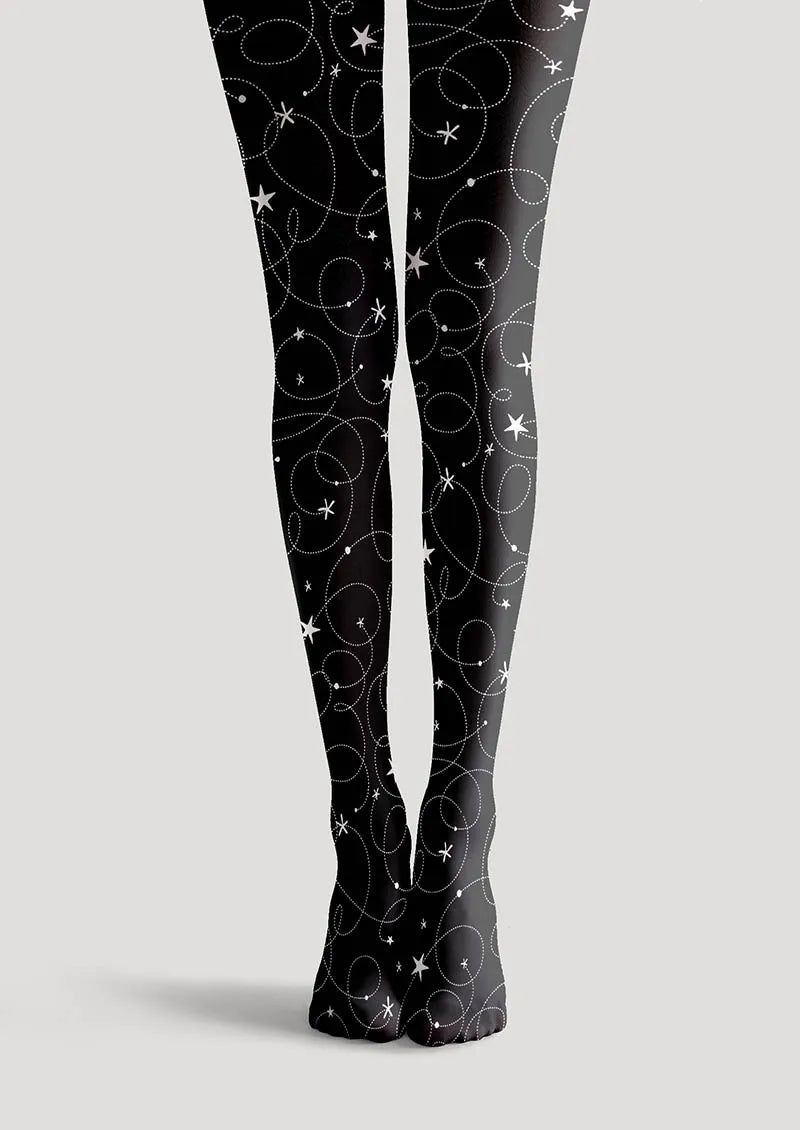 Viken Plan Geometric Art Star Chain Tights Hosiery Pantyhose