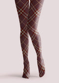 Viken Plan Dark Purple Maillard Check Tights Hosiery Pantyhose