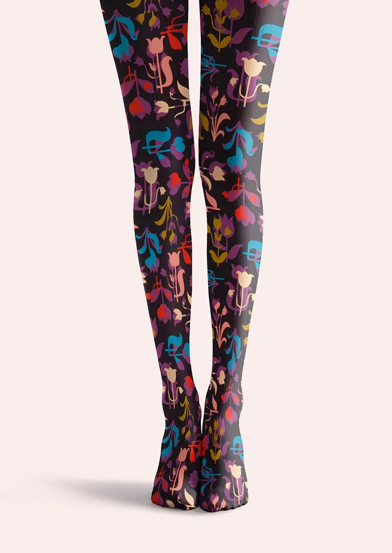 Viken Plan Floral pattern Vintage Garden Tights Hosiery Pantyhose