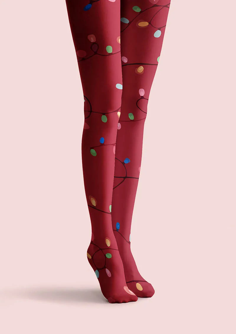 Viken Plan Christmas Fun Art Crimson Gift Tights Hosiery Pantyhose