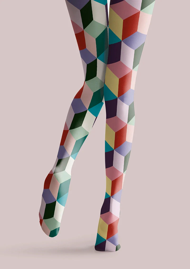 Viken Plan Colored Blocks Tights Hosiery Pantyhose
