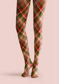Viken Plan Christmas red-green stripes Checked Tights Hosiery Pantyhose