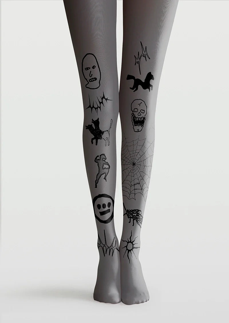 Viken Plan Street Skeleton Tights Hosiery Pantyhose