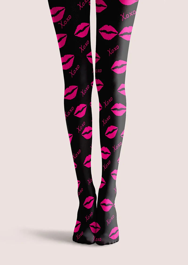 Viken Plan Valentine's Day Pop Heart Beat Tights Hosiery Pantyhose