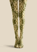 Viken Plan Floral pattern Olive Floral Tights Hosiery Pantyhose
