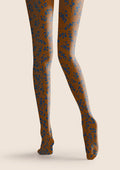 Viken Plan Brown-blue  Dainty florals Tights Hosiery Pantyhose