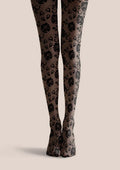 Viken Plan Lace Print Noir Bloom Tights Hosiery Pantyhose