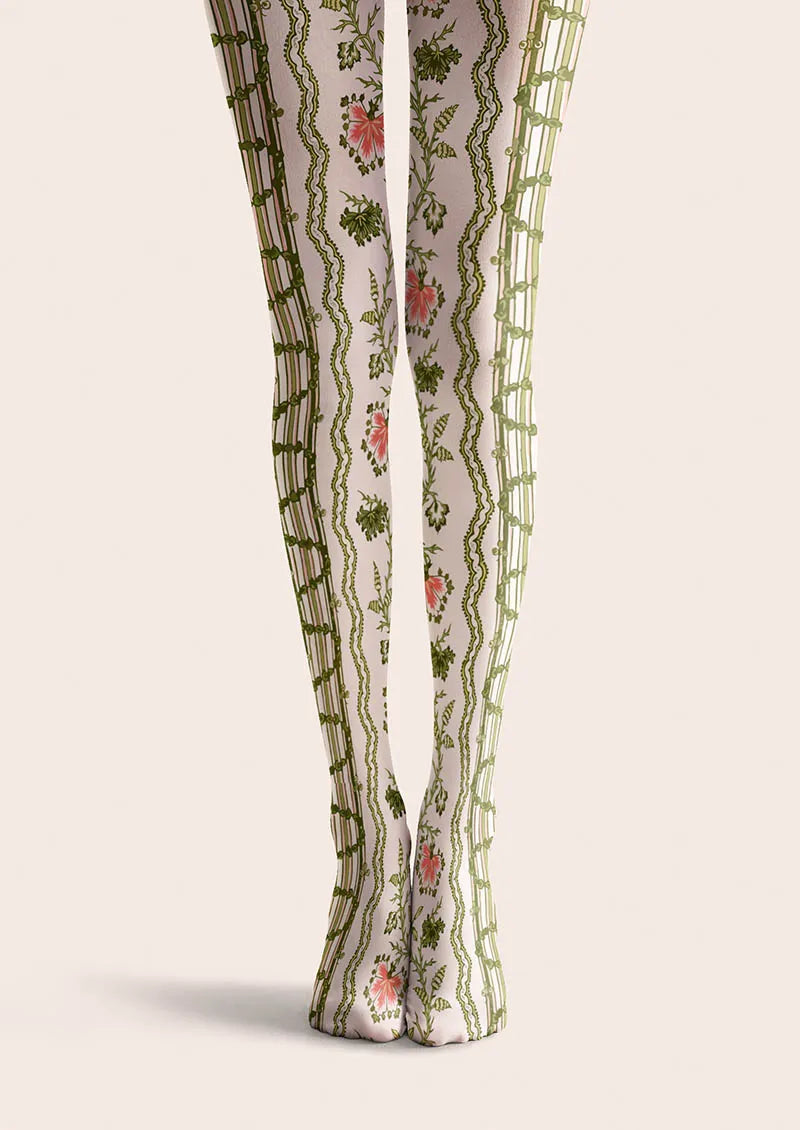 Viken Plan Floral pattern Vine Lines Tights Hosiery Pantyhose