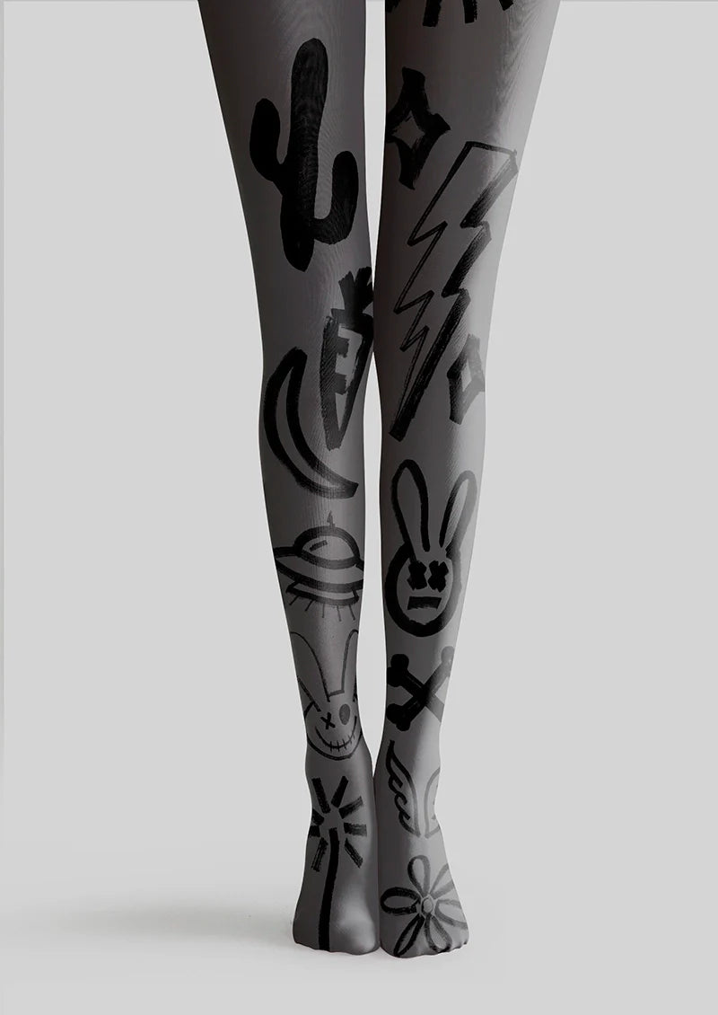 Viken Plan Graffiti Rabbit Tights Hosiery Pantyhose