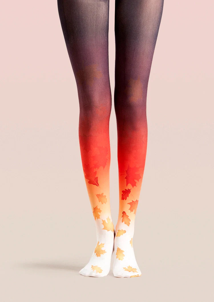 Viken Plan Forest art Print Aestheticism Pantyhose/Tights [Autumn leaves]